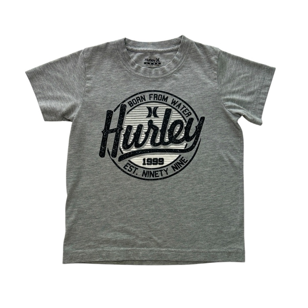 Hurley Big Logo T-shirt Gray Short Sleeve Boys Size 6 GUC